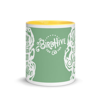 "A Yawn is a Silent Scream for Coffee" Mug with Color Inside