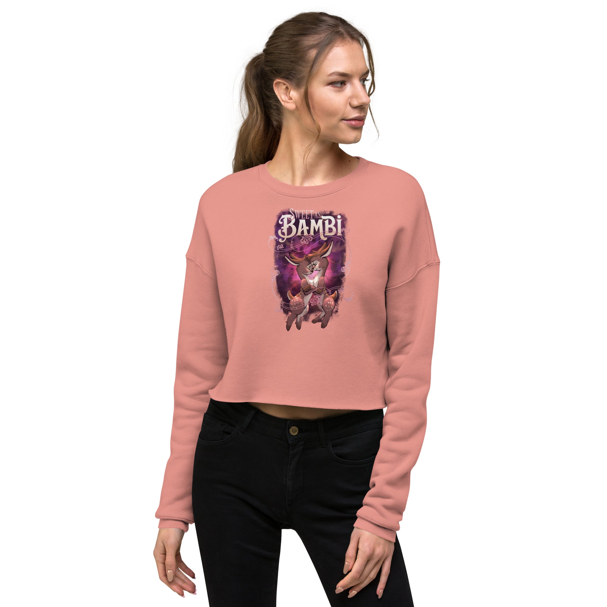 "Sweet as Bambi" Bambi lesbian flag fem fit Crop Sweatshirt