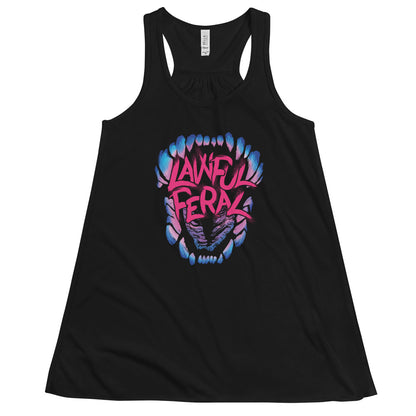 “Lawful Feral” Fem Flowy Racerback Tank