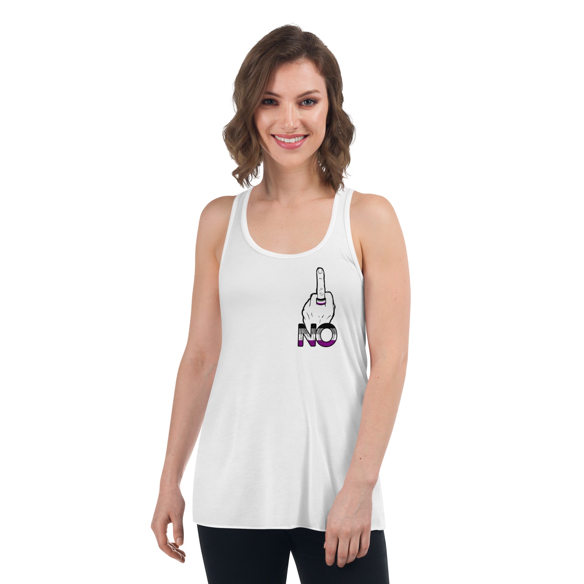 “No” Ace Flag Flippin’ The Bird fem fit Flowy Racerback Tank